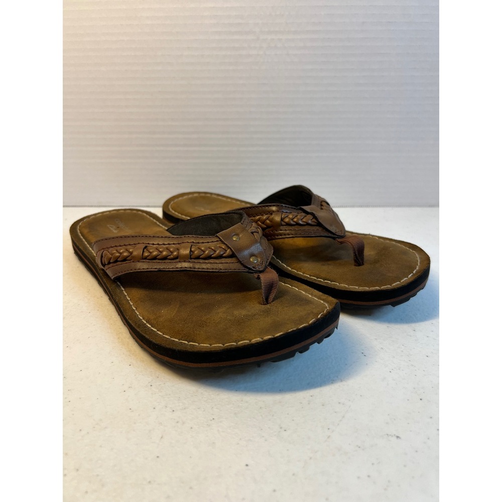 Clarks Collection Womens Brown Leather Braided Thong Sandals 26133822 Size 8